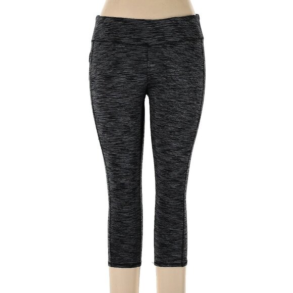 Danskin XL Marled Black Leggings Capri Crops Active Pants Excellent Condition - Picture 1 of 8